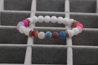 New Hot-selling Accessories 8mm Porcelain White Stone Weathered Stone Beaded Copper Bracelet sku image 1