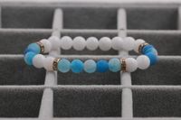 New Hot-selling Accessories 8mm Porcelain White Stone Weathered Stone Beaded Copper Bracelet sku image 3