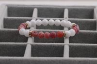 New Hot-selling Accessories 8mm Porcelain White Stone Weathered Stone Beaded Copper Bracelet sku image 4
