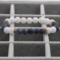New Hot-selling Accessories 8mm Porcelain White Stone Weathered Stone Beaded Copper Bracelet sku image 6