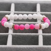 New Hot-selling Accessories 8mm Porcelain White Stone Weathered Stone Beaded Copper Bracelet sku image 7