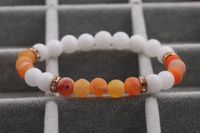 New Hot-selling Accessories 8mm Porcelain White Stone Weathered Stone Beaded Copper Bracelet sku image 8