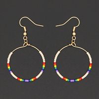 Fashion Exaggerated Rice Bead Woven Large Hoop Earrings sku image 2