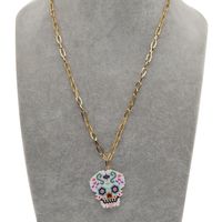 New Exaggerated Rice Beads Woven Halloween Skull All-match O-shaped Stainless Steel Necklace sku image 1