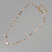 Niche Baroque Style Natural Freshwater Pearl Pendant Long Color Rice Bead Necklace For Women sku image 2