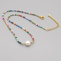 Niche Baroque Style Natural Freshwater Pearl Pendant Long Color Rice Bead Necklace For Women sku image 1