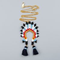 Ethnic Style Wild Beaded Rice Bead Woven Indian Chief Hat Necklace sku image 2