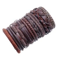 Fashion New Retro Woven Mix And Match Simple Multi-layer Adjustable Cowhide Suit Bracelet sku image 1
