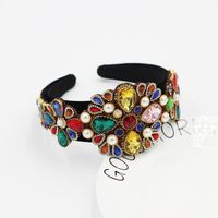 Baroque Style Headband Color Rhinestone Gem Geometric Prom Catwalk Hair Ornament Wholesale Nihaojewelry sku image 7