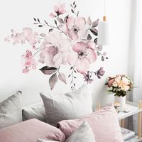 New Wall Sticker 30 Specifications Watercolor Pink Flower Group Home Background Decoration Can Be Removed main image 1
