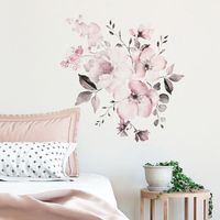 New Wall Sticker 30 Specifications Watercolor Pink Flower Group Home Background Decoration Can Be Removed main image 5