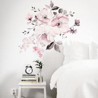 New Wall Sticker 30 Specifications Watercolor Pink Flower Group Home Background Decoration Can Be Removed main image 6