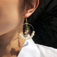 Exaggerated Large Circle Size Pearl Pearl Christmas Tree Elk Earrings For Women Hot Sale main image 5