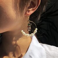Exaggerated Large Circle Size Pearl Pearl Christmas Tree Elk Earrings For Women Hot Sale main image 4