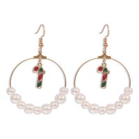 Exaggerated Large Circle Size Pearl Pearl Christmas Tree Elk Earrings For Women Hot Sale main image 3