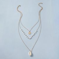 New  Simple Disc Pearl  Beach Natural Shell Conch  Long Necklace main image 2