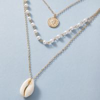 New  Simple Disc Pearl  Beach Natural Shell Conch  Long Necklace main image 3