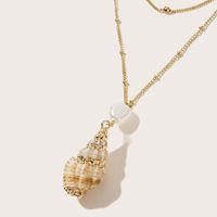 New  Simple Disc Pearl  Beach Natural Shell Conch  Long Necklace main image 5