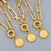 Hot Selling Fashion Round Plate 26 Letters Pendant Necklace Wholesale main image 1