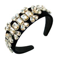 New  High-end Black Gold Velvet Floral  Wide-sided Super Flash Full Drill Headband main image 6