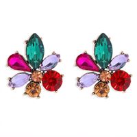 Pendientes De Diamantes Llenos De Colores Con Incrustaciones De Flores De Nicho De Moda Para Mujeres main image 2