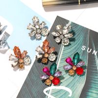 Fashion Niche Flower Inlaid Colored Full Diamond  Earrings For Women main image 3