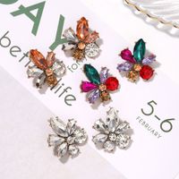 Fashion Niche Flower Inlaid Colored Full Diamond  Earrings For Women main image 4