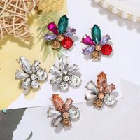 Fashion Niche Flower Inlaid Colored Full Diamond  Earrings For Women main image 5