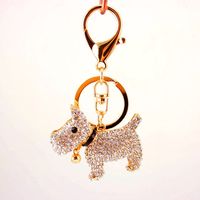Creative Cute Diamond Bell Puppy  Zodiac Dog Key Chain main image 3