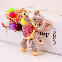 Korean  Creative Cute Diamond Cartoon Bear Car Keychain main image 1