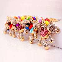 Korean  Creative Cute Diamond Cartoon Bear Car Keychain main image 3