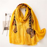Hot Selling Fashion Leopard Print Sunscreen Shawl Silk Scarf Wholesale main image 4