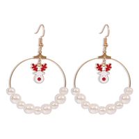 Exaggerated Large Circle Size Pearl Pearl Christmas Tree Elk Earrings For Women Hot Sale sku image 1