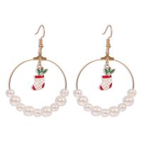 Exaggerated Large Circle Size Pearl Pearl Christmas Tree Elk Earrings For Women Hot Sale sku image 2