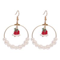 Exaggerated Large Circle Size Pearl Pearl Christmas Tree Elk Earrings For Women Hot Sale sku image 3
