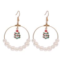 Exaggerated Large Circle Size Pearl Pearl Christmas Tree Elk Earrings For Women Hot Sale sku image 5