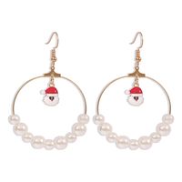 Exaggerated Large Circle Size Pearl Pearl Christmas Tree Elk Earrings For Women Hot Sale sku image 6