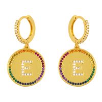 Fashion 26 English Alphabet  Inlaid Color Zircon Earrings sku image 4