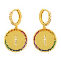 Fashion 26 English Alphabet  Inlaid Color Zircon Earrings sku image 8