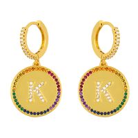 Fashion 26 English Alphabet  Inlaid Color Zircon Earrings sku image 10