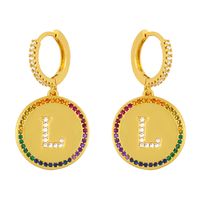 Fashion 26 English Alphabet  Inlaid Color Zircon Earrings sku image 11