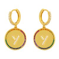 Fashion 26 English Alphabet  Inlaid Color Zircon Earrings sku image 24