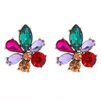 Fashion Niche Flower Inlaid Colored Full Diamond  Earrings For Women sku image 1