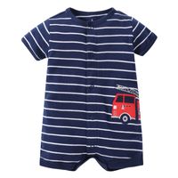 New Baby Striped Cartoon Short-sleeved One-piece sku image 4