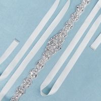 Retro Hand-stitched Waist With Wavy Rhinestones Wide Belt Satin Ribbon Bridal Wedding Dress Accessories main image 1