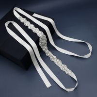 Retro Hand-stitched Waist With Wavy Rhinestones Wide Belt Satin Ribbon Bridal Wedding Dress Accessories main image 3