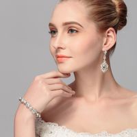 Hot Selling Fashion Alloy Rhinestone Elastic Bridal Bracelet Wholesale main image 4