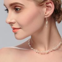 Hot-selling Children's Crystal Pearl Matching Wedding Flower Girl Earring Necklace Set main image 1