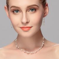 Hot-selling Children's Crystal Pearl Matching Wedding Flower Girl Earring Necklace Set main image 3