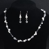 Hot-selling Children's Crystal Pearl Matching Wedding Flower Girl Earring Necklace Set main image 4